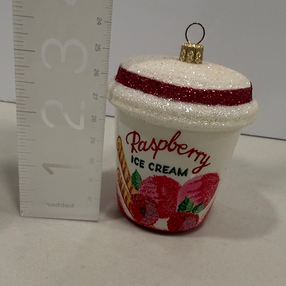 Glittery Raspberry Ice Cream Ornament - Picture 6 of 6